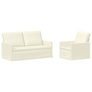 vidaXL Set di divani 2 pcs Crema Tessuto in Cords