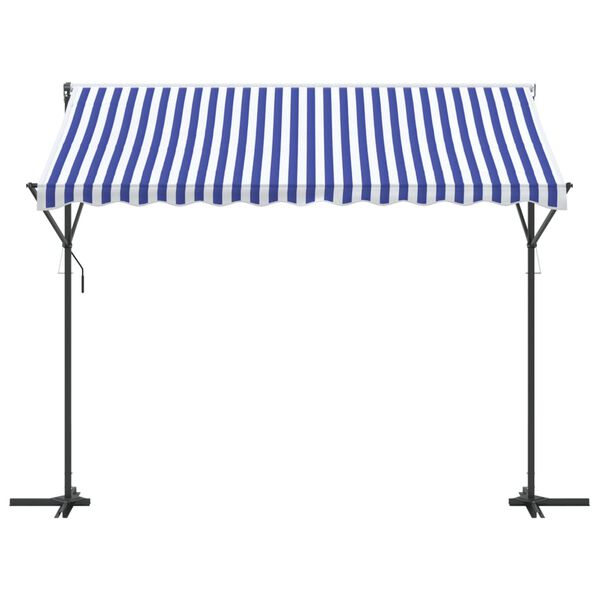 vidaXL Tenda da Sole Blu e Bianca 300x300 cm in Tessuto e Acciaio