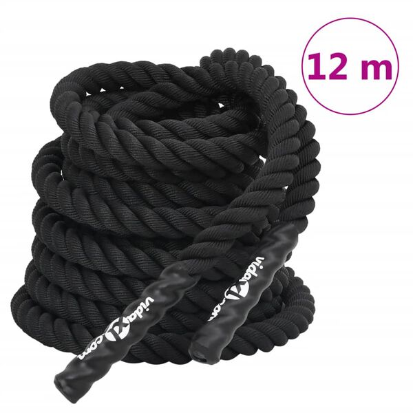 vidaXL Corda da Battaglia Nera 12 m 9 kg Poliestere