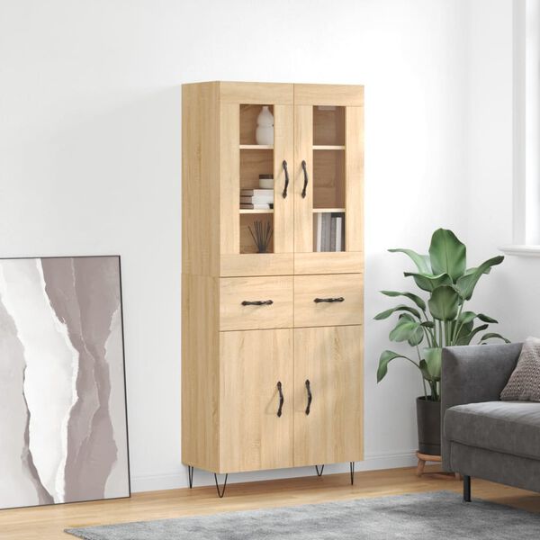 vidaXL Credenza Rovere Sonoma 69,5x34x180 cm in Legno Multistrato