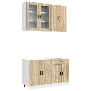 vidaXL Unit&agrave; Cucina PORTO 4 pz Rovere Sonoma Legno ingegnerizzato