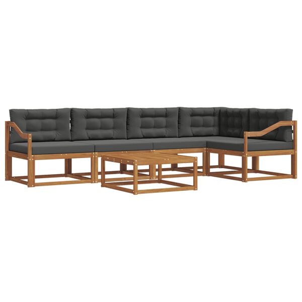 vidaXL Set di divani da esterno con cuscino 6 pcs Naturale e Antracite