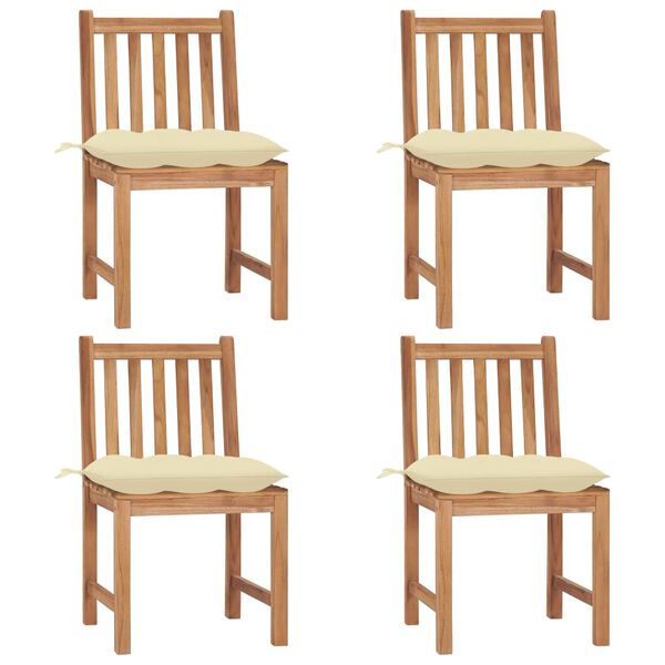 vidaXL Sedie da Giardino 4 pz con Cuscini in Legno Massello di Teak
