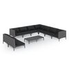 vidaXL Divani da Giardino 10 pz con Cuscini in Polyrattan Grigio Scuro