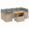 vidaXL Set Divani da Giardino 7 pz con Cuscini Beige in Polyrattan