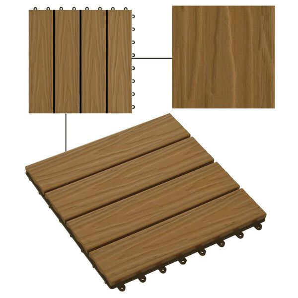 vidaXL Piastrelle Decking 11pz Goffrature WPC 30x30 cm 1 mq Color Teak