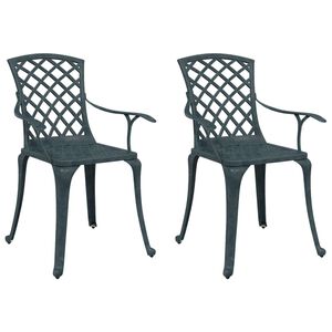 vidaXL Sedie da Giardino 2 pz Verdi in Alluminio Pressofuso