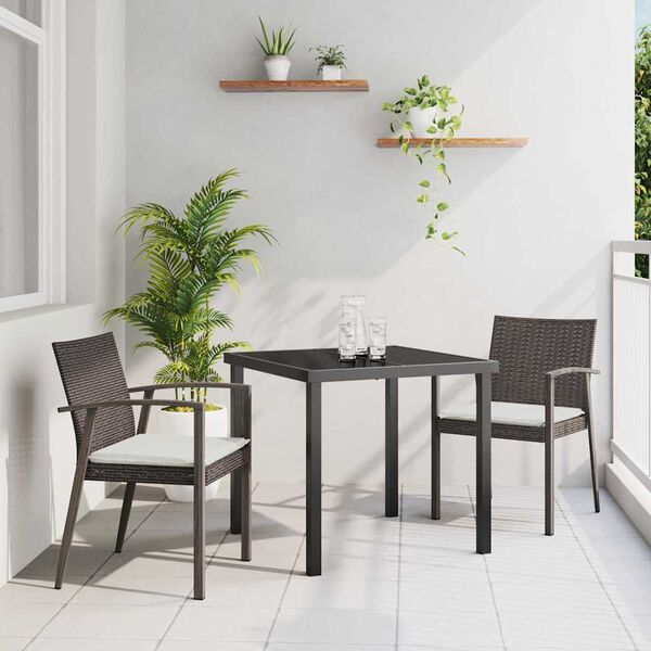 vidaXL Set da Pranzo per Giardino 3 pcs Marrone Poly Rattan