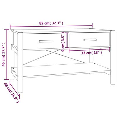 vidaXL Tavolino da Salotto Bianco 82x38x45 cm in Legno Multistrato