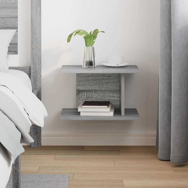 vidaXL Comodino Grigio Sonoma 40 x 30 x 25 cm Legno multistrato