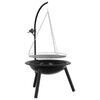 vidaXL Braciere con griglia regolabile ⌀55,5 x 107,5 cm Acciaio Nero