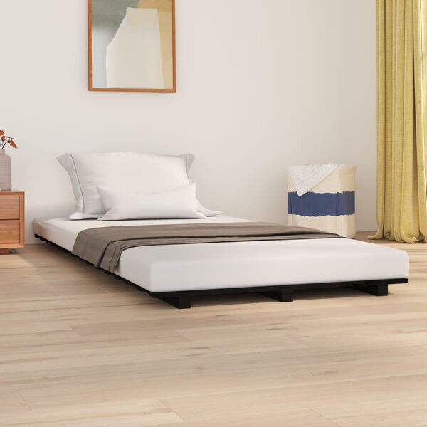 vidaXL Giroletto Nero 75x190 cm in Legno Massello di Pino