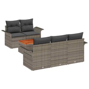 vidaXL Set Divano da Giardino con cuscino 6 pcs Grigio polyrattan