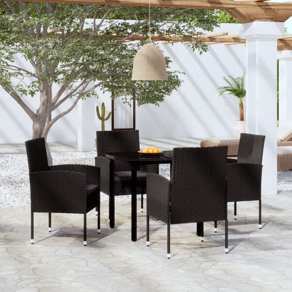 vidaXL Set da Pranzo da Giardino 5 pz Nero