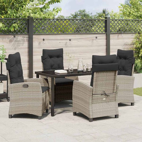 vidaXL Set da Pranzo per Giardino 5 pcs Grigio chiaro polyrattan