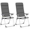 vidaXL Sedie da Campeggio 2 pz in Alluminio Grigio 58x69x111 cm