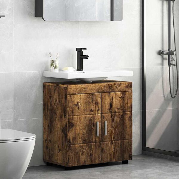 vidaXL Set di Armadi da Bagno TULUM Rovere fum&eacute; 60 x 34 x 63 cm
