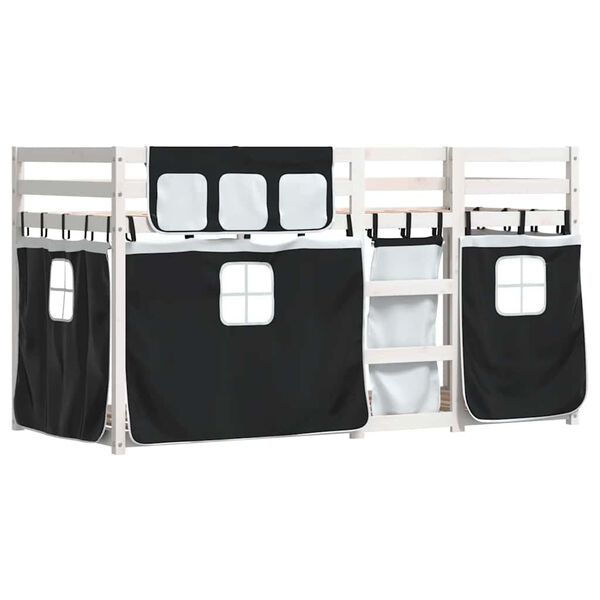 vidaXL Letto a Castello senza Materasso Bianco e Nero 75x190 cm inPino