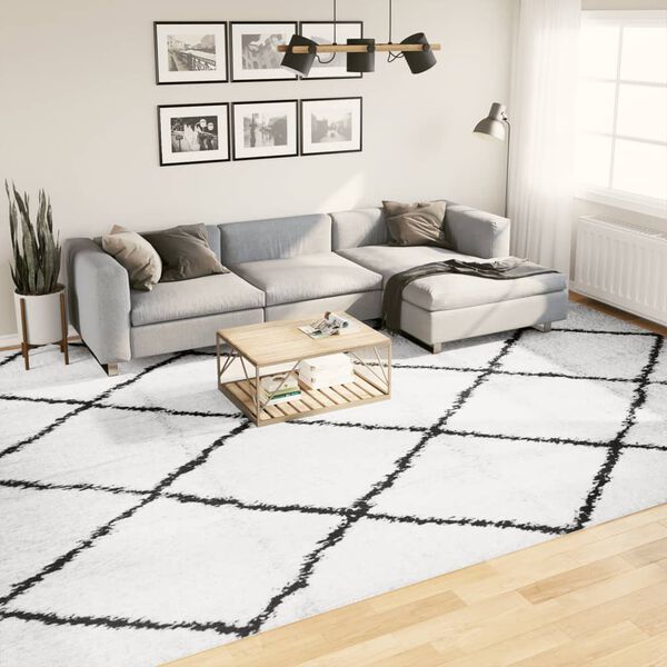 vidaXL Tappeto Shaggy PAMPLONA a Pelo Lungo Crema e Nero 300x400 cm