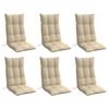 vidaXL Cuscini per Sedia con Schienale Alto 6 pz Beige Tessuto Oxford