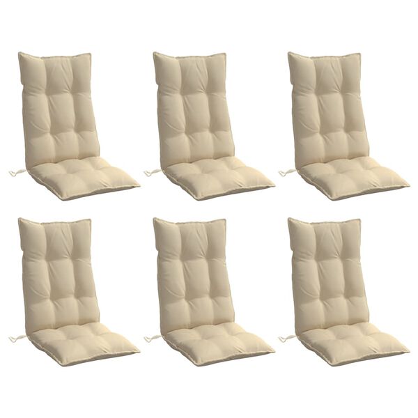 vidaXL Cuscini per Sedia con Schienale Alto 6 pz Beige Tessuto Oxford