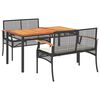 vidaXL Set da Pranzo da Giardino 3 pz con Cuscini Nero in Polyrattan