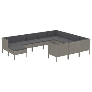 vidaXL Set Divani da Giardino 11 pz con Cuscini in Polyrattan Grigio