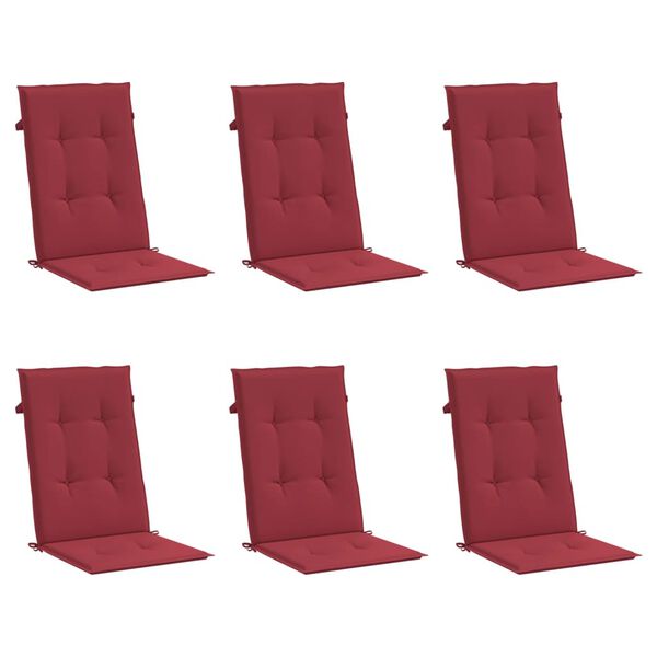 vidaXL Cuscini per Sedie 6 pz Rosso Vino 120x50x3 cm in Tessuto