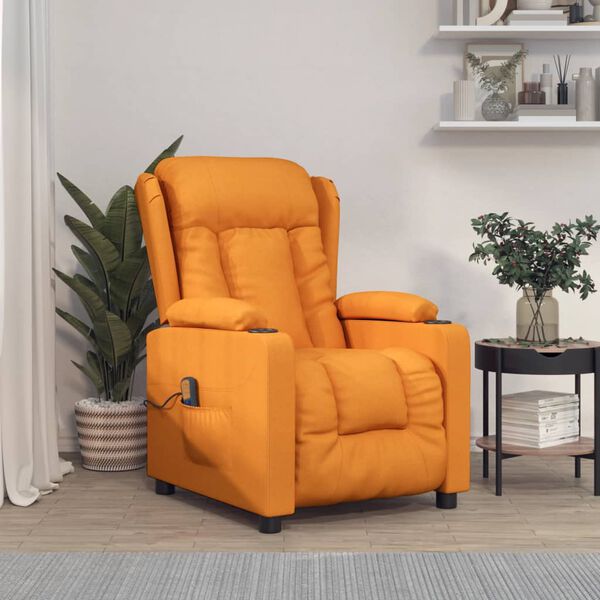 vidaXL Poltrona Massaggiante Gialla in Tessuto
