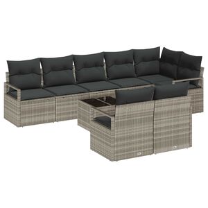 vidaXL Set Divano da Giardino 9 pcs Grigio chiaro polyrattan