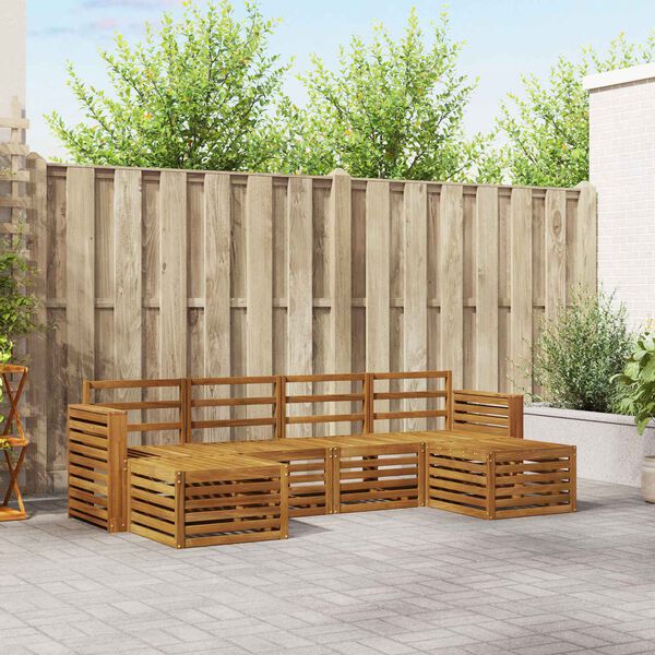 vidaXL Set divani 6 pcs Naturale Legno di Acacia Massello