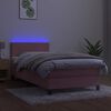 vidaXL Letto a Molle con Materasso e LED Rosa 90x200 cm in Velluto