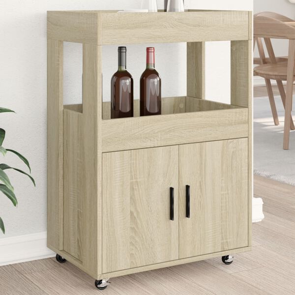 vidaXL Carrello Bar Rovere Sonoma 60x39,5x89 cm in Legno Multistrato
