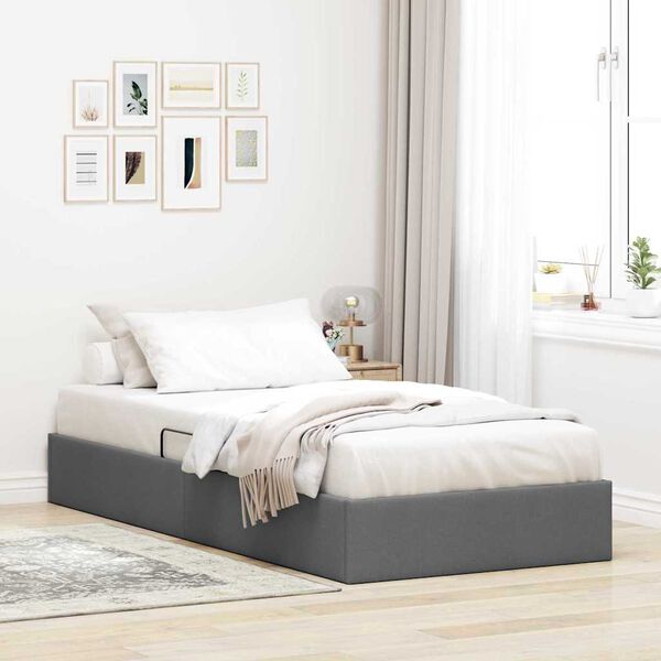 vidaXL Letto con Contenitore Grigio scuro 90 x 190 cm Tessuto