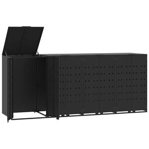 vidaXL Copribidone con Ruote per 4 Bidoni Nera 276x79x117cm in Acciaio