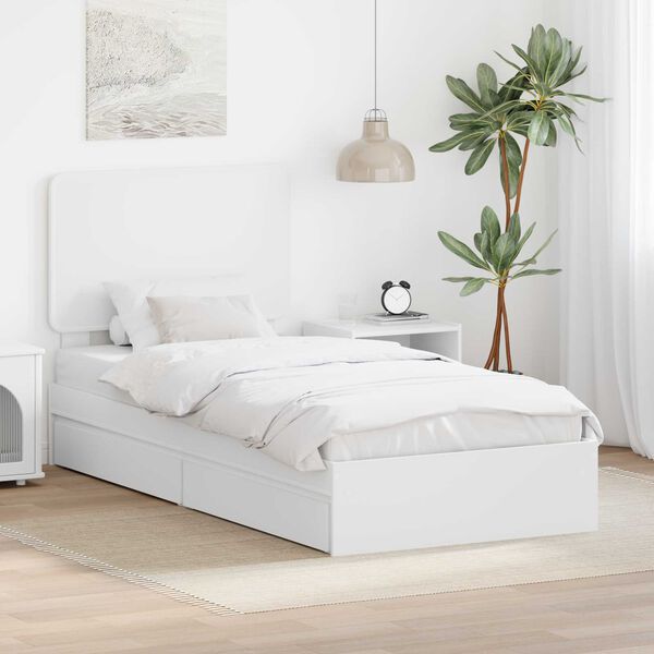 vidaXL Letto con Contenitore Bianco 90 x 190 cm Legno multistrato
