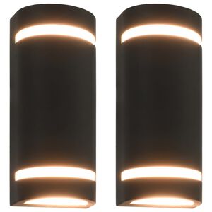 vidaXL Lampade da Parete da Esterno 2 pz 35 W Nere Semicircolari
