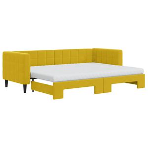 vidaXL Divano Letto Estraibile con Materassi Giallo 80x200 cm Velluto