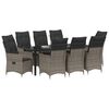 vidaXL Set da Pranzo per Giardino con cuscino 9 pcs Grigio polyrattan