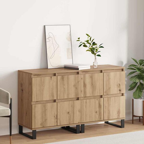 vidaXL Credenza 2 pcs Rovere artigianale 60 x 35 x 70 cm