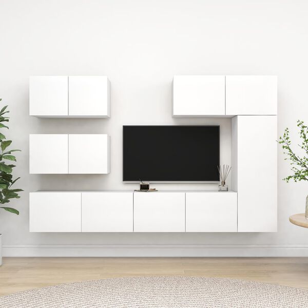vidaXL Set di Mobili Porta TV 6 pz Bianco in Legno Multistrato