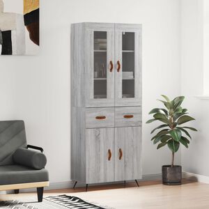 vidaXL Credenza Grigio Sonoma 69,5x34x180 cm in Legno Multistrato