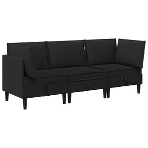 vidaXL Set di mobili per il soggiorno 3 pz Nero Tessuto
