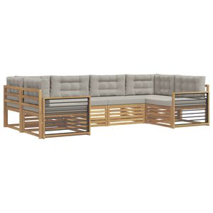 vidaXL Set di divani da esterno 6 pz Bianco e Grigio Chiaro