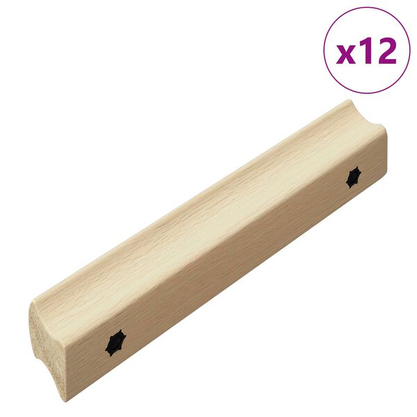 vidaXL Maniglia Dritta 12 pcs Colore Legno Naturale 130 x 25 x 30 mm