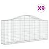 vidaXL Cesti Gabbioni ad Arco 9 pz 200x30x80/100 cm Ferro Zincato