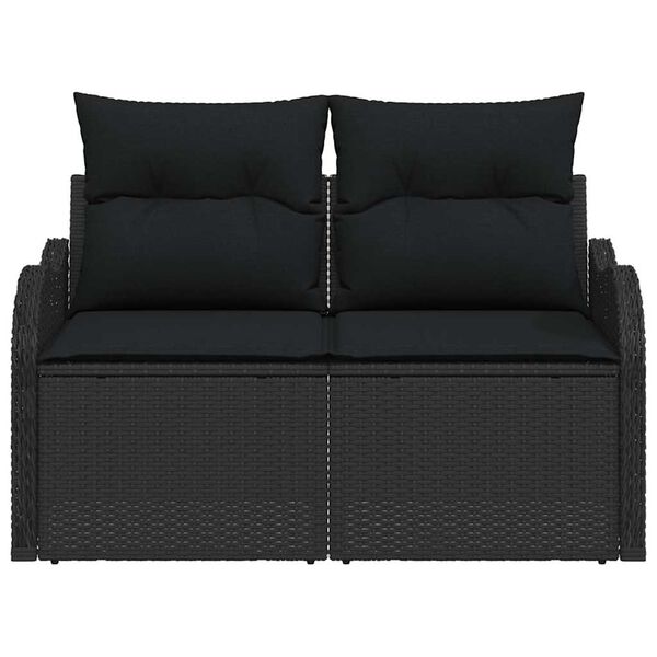 vidaXL Divano da giardino con cuscino Nero 121 x 62 x 69cm polyrattan