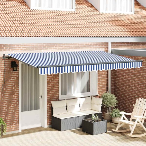 vidaXL Tenda Retrattile Blu 400 x 200 cm Tessuto