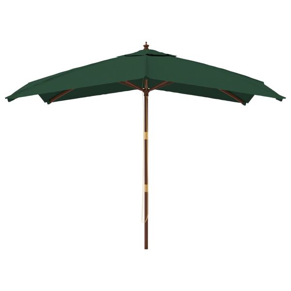 vidaXL Ombrellone da Giardino con Palo in Legno Verde 300x300x273 cm