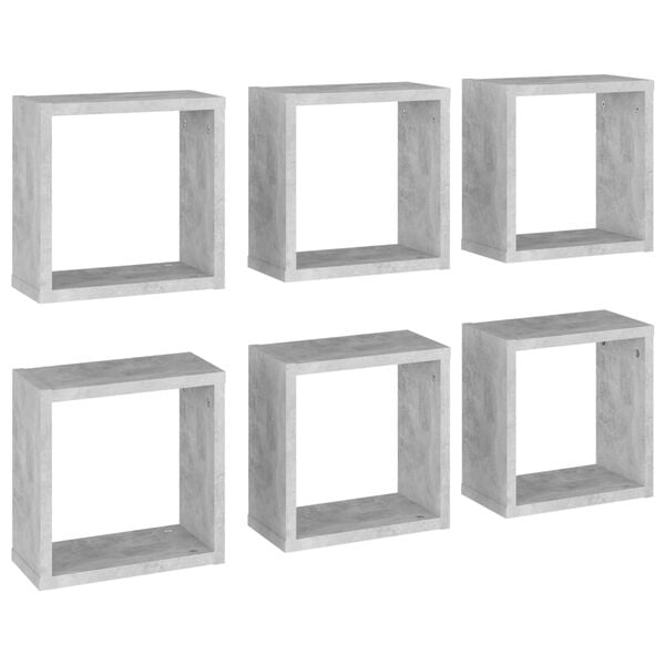 vidaXL Mensole Parete a Cubo 6 pz Grigio Cemento 30x15x30 cm
